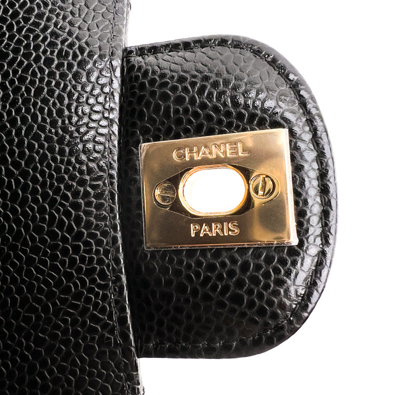 Chanel Black Quilted Caviar Leather Medium Classic Double Flap Bag