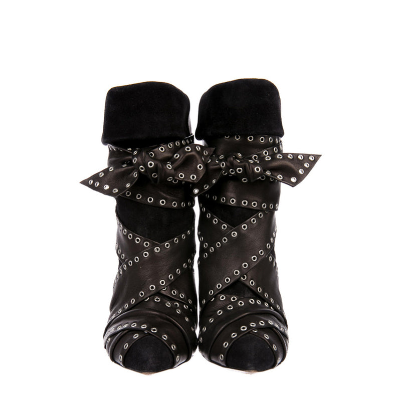 Atomisk berolige harpun Isabel Marant Black Studded Leather Aleen Ankle Boots 36