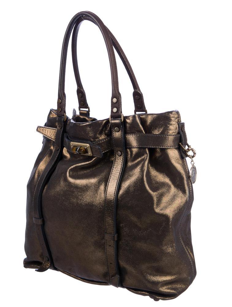 Lanvin Metallic Bronze Lambskin Leather Kentucky Tote Bag