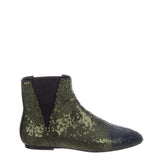 Loewe Green Sequined Leather Chelsea Boots 
