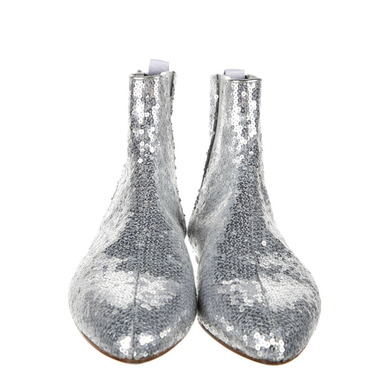 Loewe Silver Sequined Leather Chelsea Boots