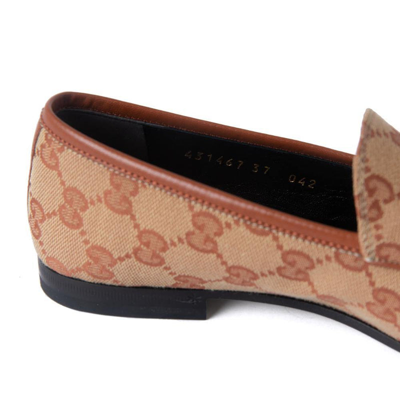 GG Canvas Jordaan Monogram Loafers Beige Brick Red 37.