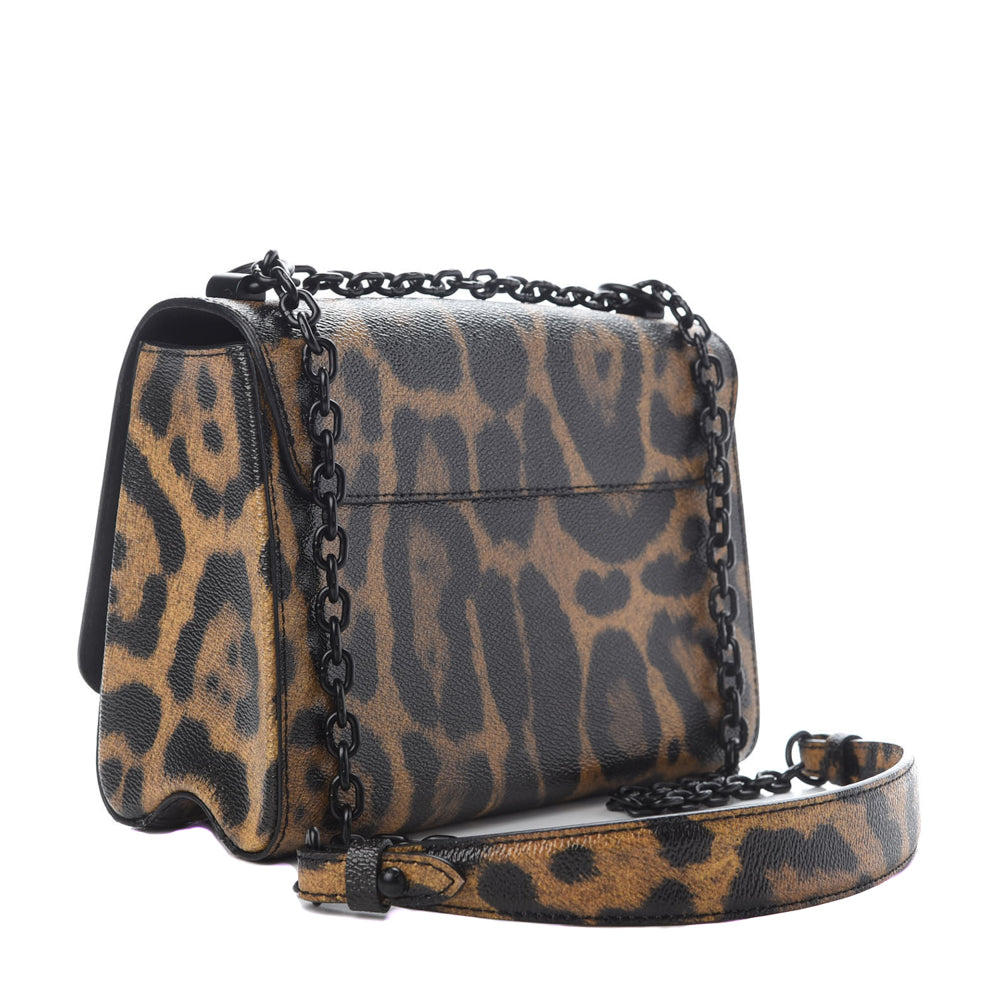 Louis Vuitton Suede Calfskin Wild Leopard Print Twist Chain Wallet