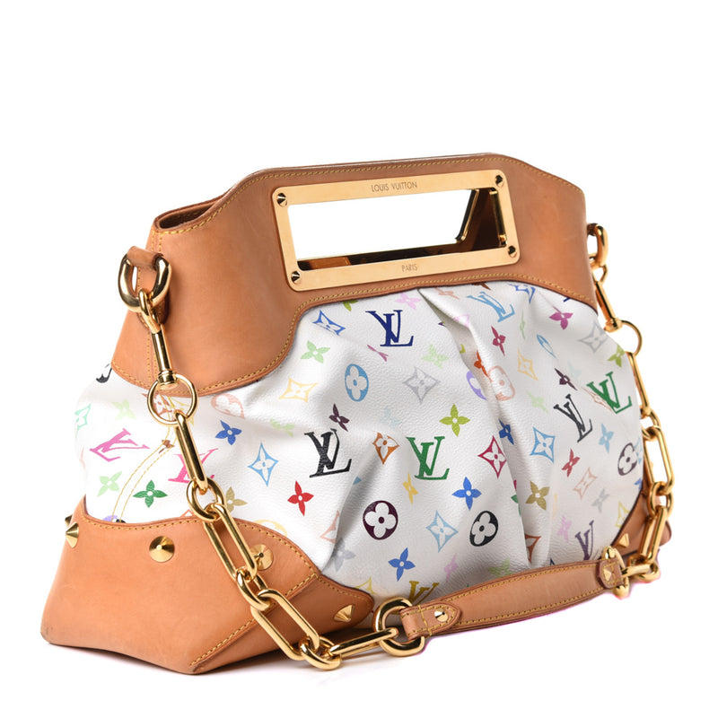 LOUIS VUITTON Monogram Multicolor Judy GM Shoulder Bag White