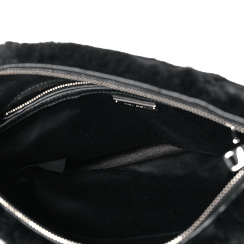 Miu Miu Black Pearl Appliqué Lapin Fur Chain Shoulder Bag
