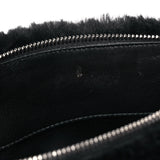 Miu Miu Black Pearl Appliqué Lapin Fur Chain Shoulder Bag