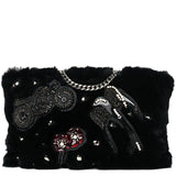 Miu Miu Black Pearl Appliqué Lapin Chain Shoulder Bag - Luxybit