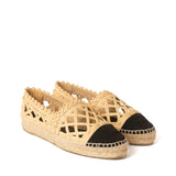 Chanel Beige Fabric Grosgrain CC Espadrille 