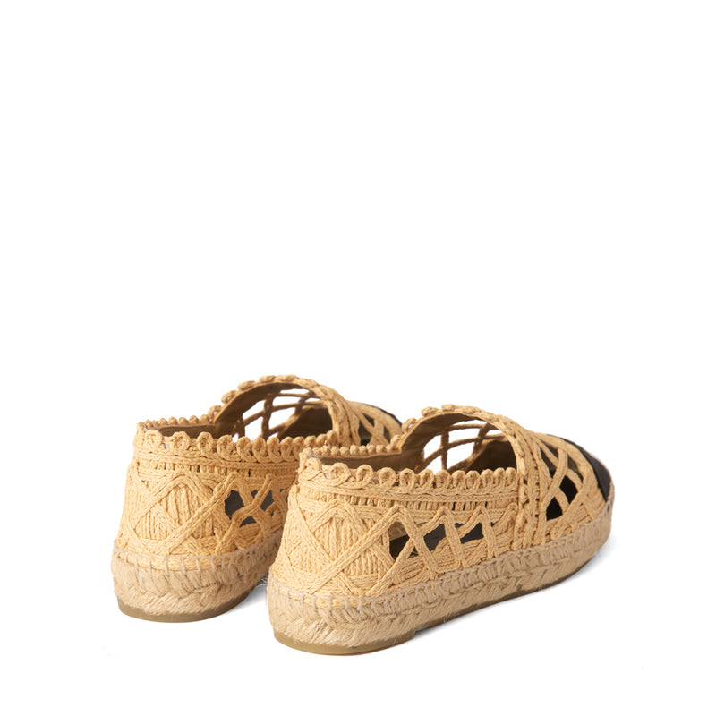 Chanel Beige Woven Fabric Grosgrain CC Espadrille Flats 38