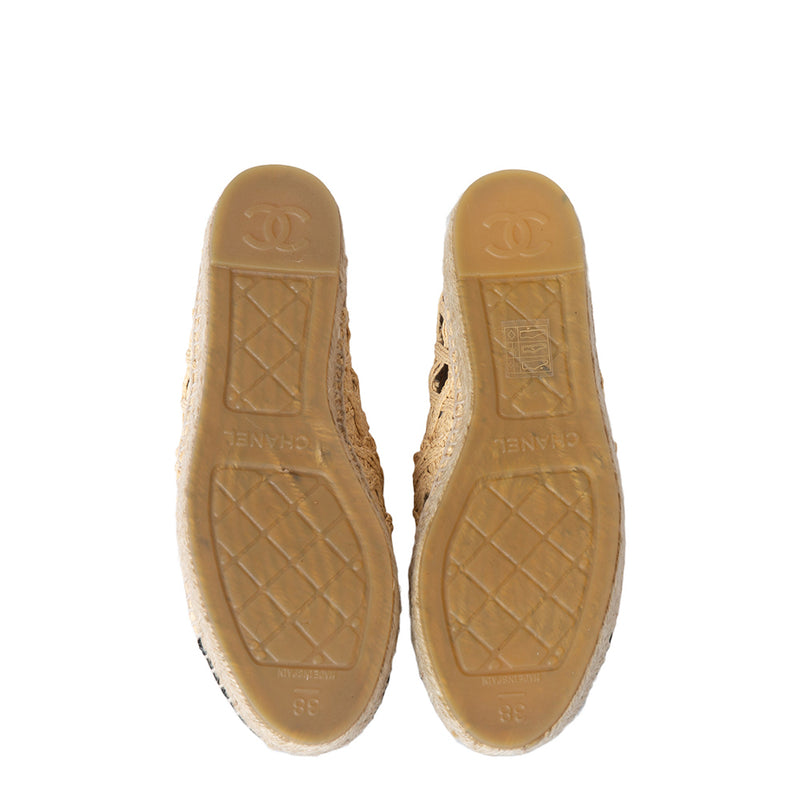 Chanel Beige Fabric Grosgrain CC Espadrille 