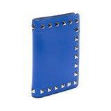 Valentino Calfskin Leather Passport Wallet Blue