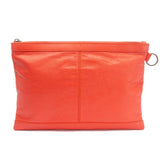 Orange Lambskin Leather Classic City Clip Pouch Clutch Bag - LUXYBIT