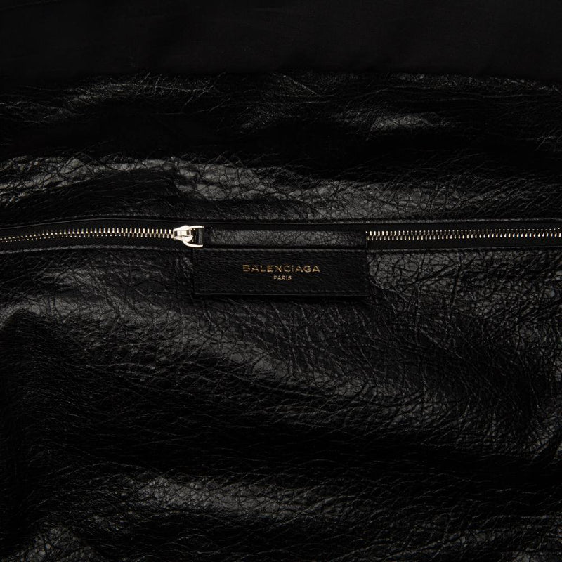 Balenciaga Black/Cream Canvas and Leather Logo Zip Pouch