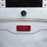 Smooth Leather Rockstud Tote Bag White.