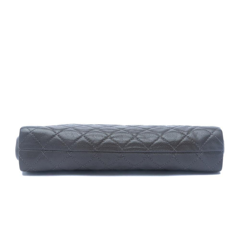 Chanel Timeless Clutch Quilted Caviar Silver-tone Dark Brown - US