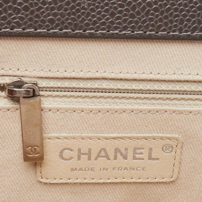 Quilted Caviar Timeless CC Large Frame Clutch Bag Grey.