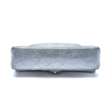 Quilted Lambskin Leather Classic Medium Double Flap Bag Silver.
