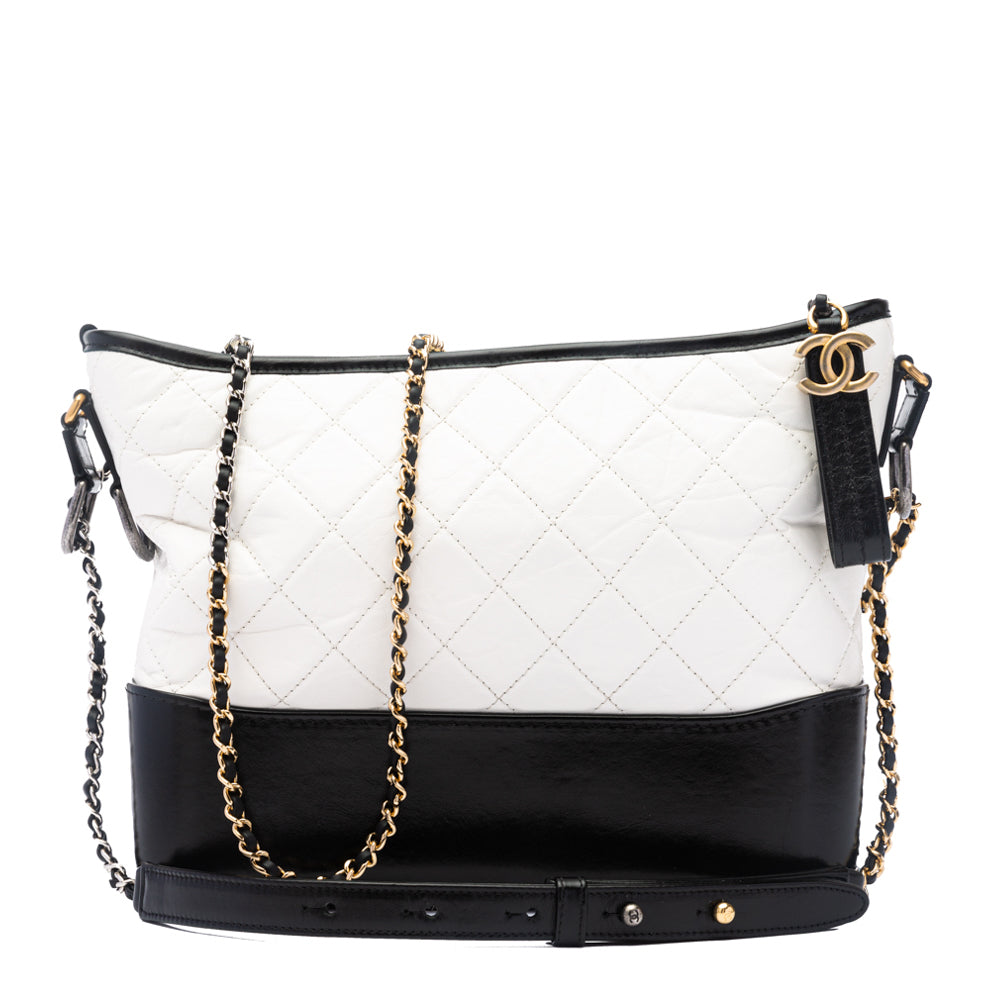 Chanel Medium Gabrielle Hobo Bag-Black Leather Type: Calfskin