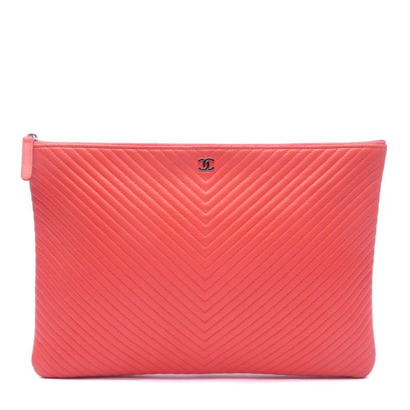 Large Cosmetic Zipper Pouch in Red Caviar