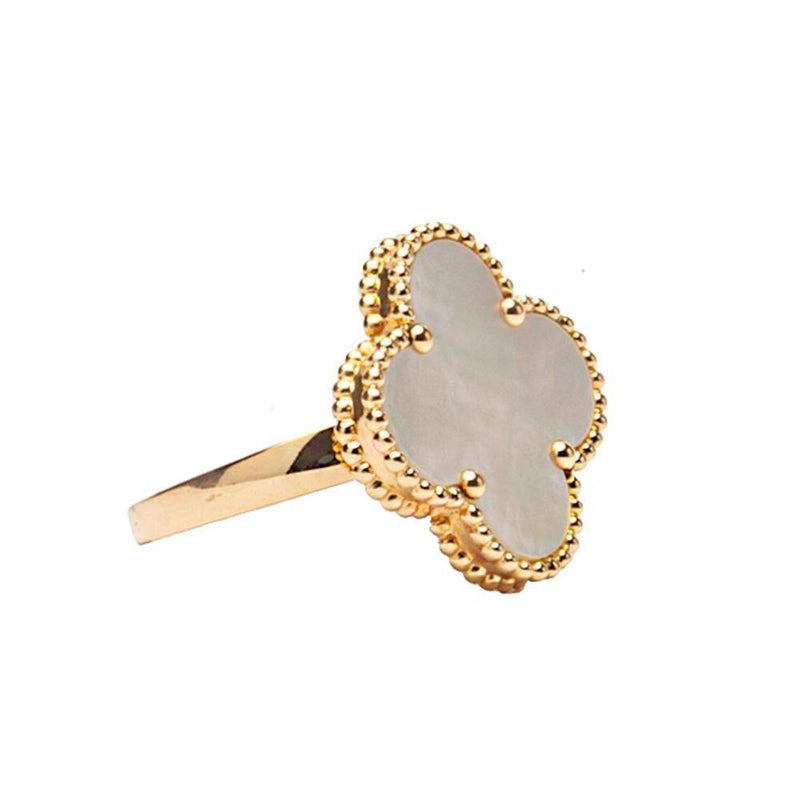 VCA Mother of Pearl Magic Alhambra Ring 18K Yellow Gold 53.
