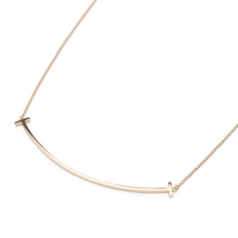 Tiffany T Smile Pendant Necklace 18K Rose Gold.