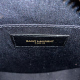 Chevron Quilted Leather Vinyle Round Camera Shoulder Bag Black.