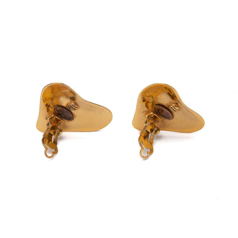 Chanel CC Heart Earrings 1993 Vintage Gold