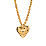 CC Heart Chain Pendant Necklace 93P Vintage Gold.