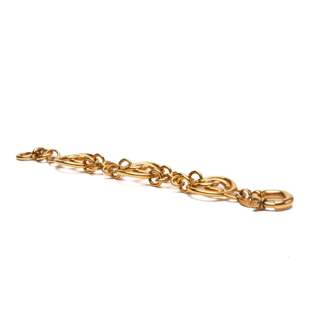 Chanel Gold CC Logo Openwork Round Link Bracelet 93P Vintage
