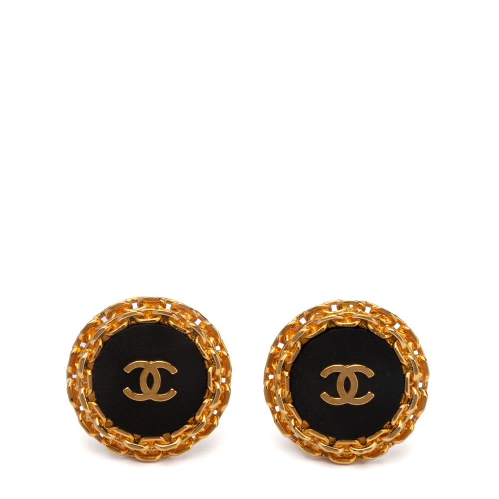 Chanel CC Square Clip on Earrings 29 Vintage Gold