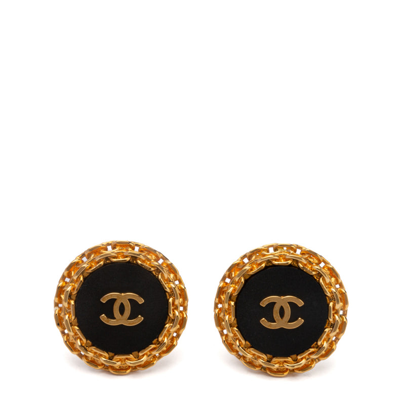 Chanel CC Round Chain Clip on Earrings