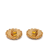 Chanel CC Round Chain Disc Clip On Earrings 93P