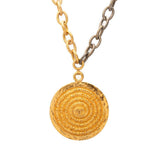 CC Round XL Medallion Rue Cambon Heavy Chain Link Necklace 92 Vintage Gold.