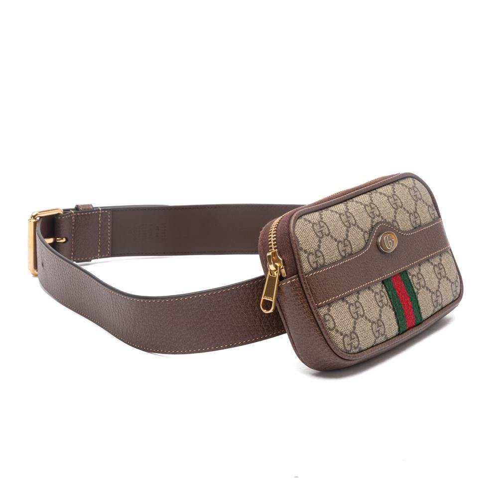 Ophidia GG small belt bag in beige and ebony Supreme