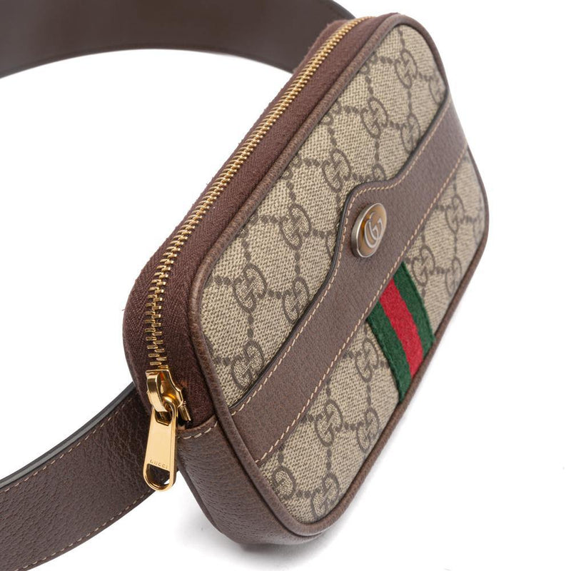 Ophidia GG belt bag in beige and ebony Supreme