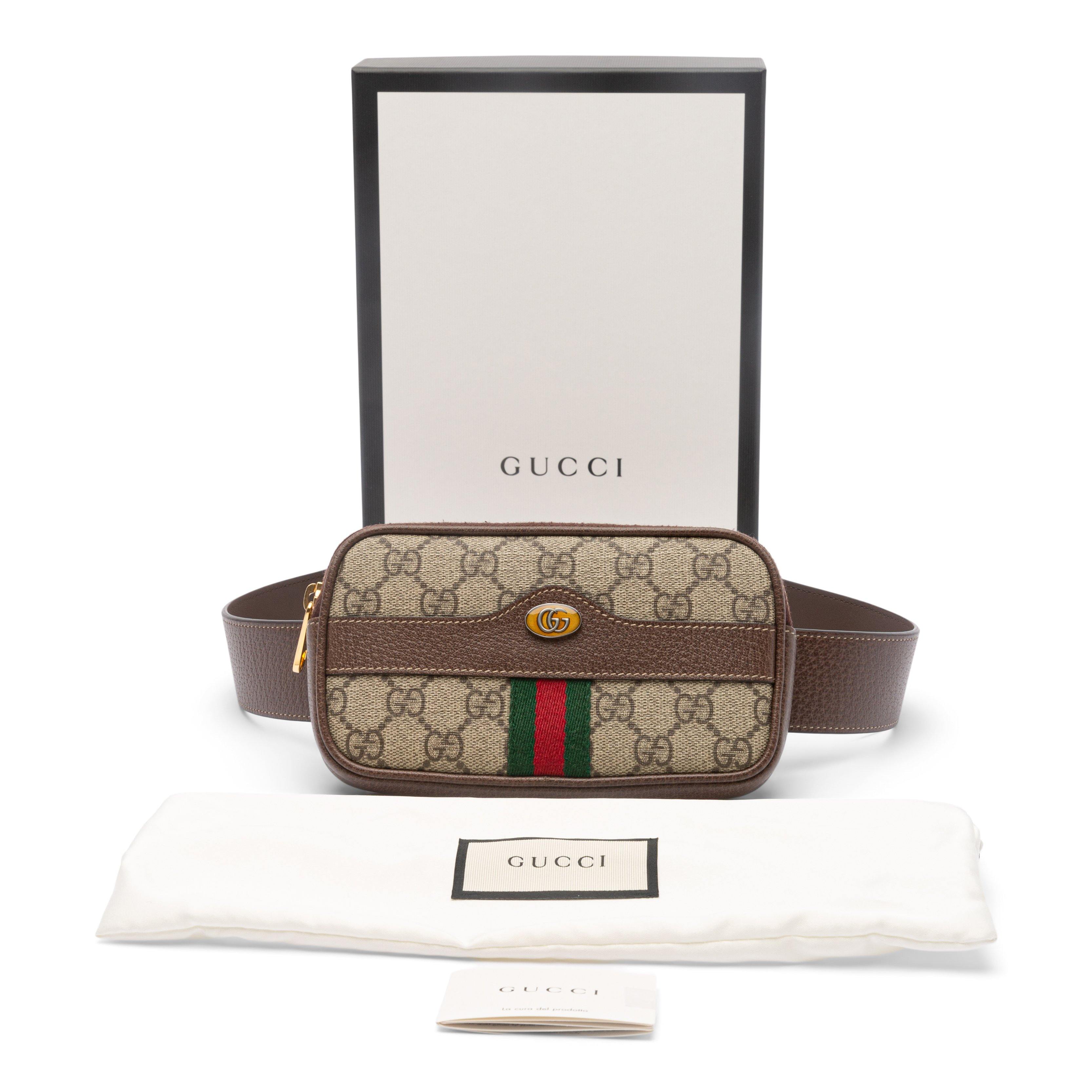 Gucci GG Supreme Ophidia Phone Case Belt Bag - Size 34 / 85 (SHF-20457 –  LuxeDH