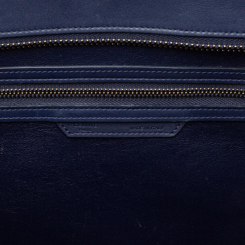 Celine Micro Luggage Tote Bag in Black Pebbled Leather