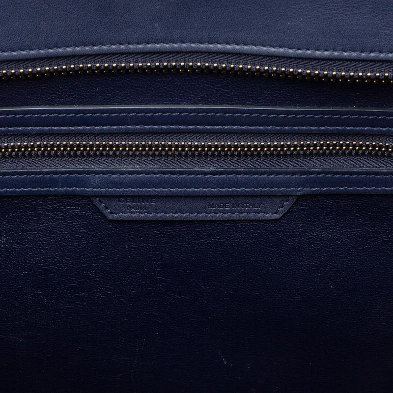 Smooth Calfskin Mini Luggage Tote Bag Ink Blue.