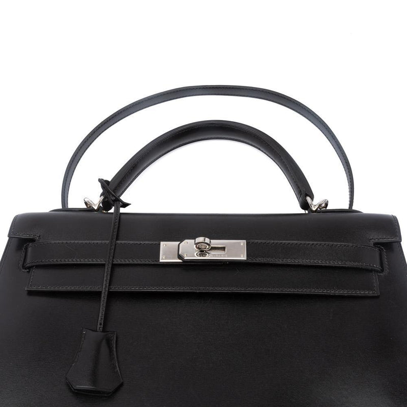 Hermes Kelly Sellier 25 Black Box Palladium Hardware Bag – MAISON de LUXE