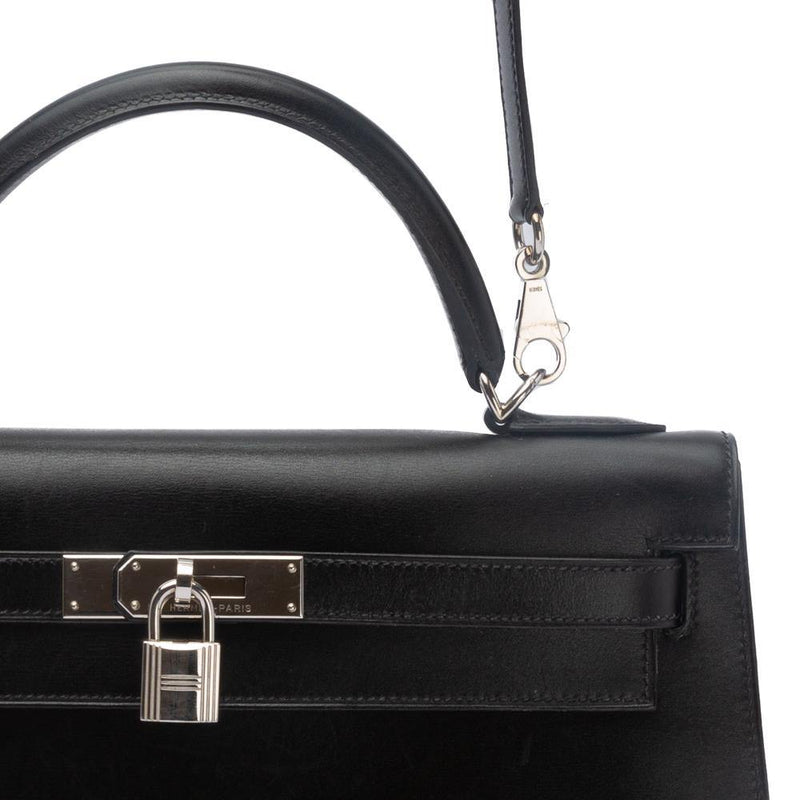 Hermes Black Box Leather Kelly Sellier 32 Bag