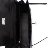 Box Leather Palladium Plated Kelly Sellier 32 Black Bag.