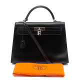 Hermès Kelly 32 Handbag In Rare Chocolate Box Leather
