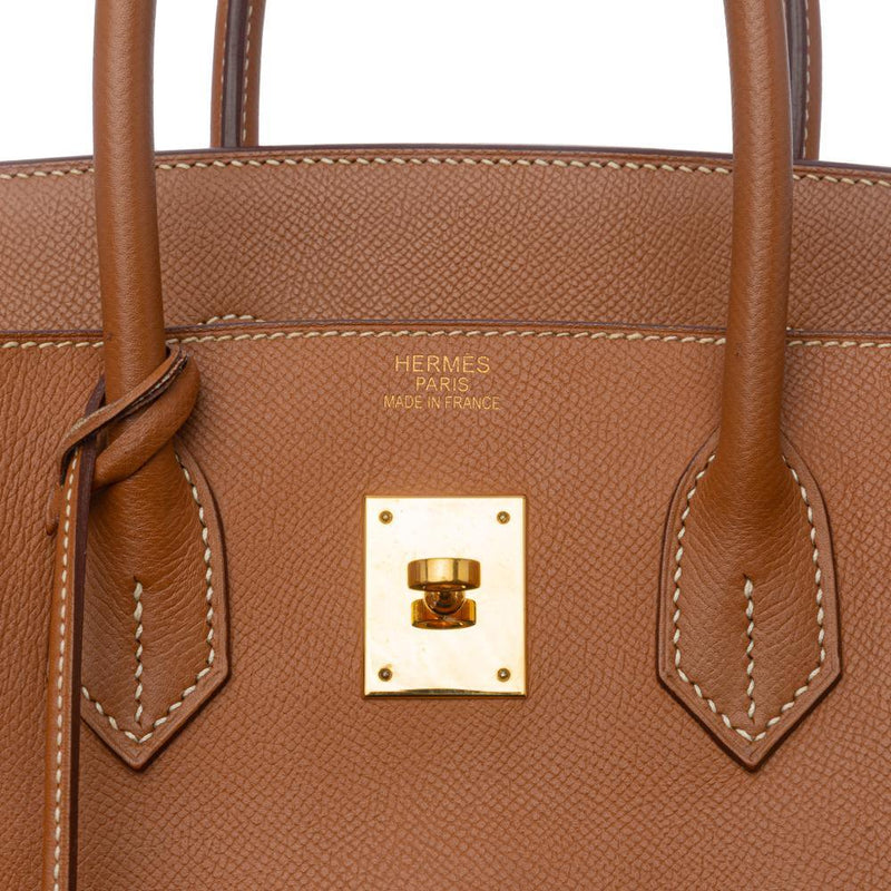 Hermes Gold Epsom Leather Gold Plated Birkin 35 Bag