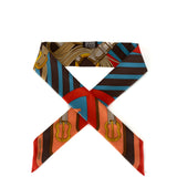 Hermes Rouge/Peche/Chocolat Silk Coaching Twilly Scarf - Luxybit