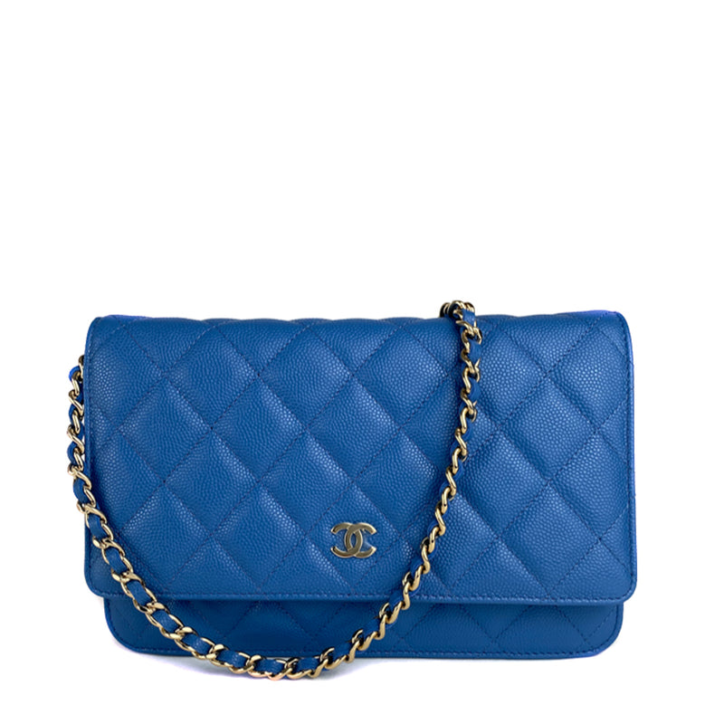 Chanel Blue Caviar Quilted Classic Wallet On Chain WOC