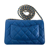 Chanel WOC Wallet on Chain Pochette in Blue Leather – Fancy Lux