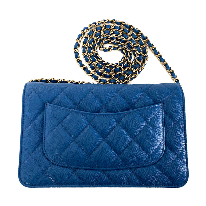 Chanel Caviar Leather Wallet On A Chain Blue with Silver Hardware - Luxury  In Reach