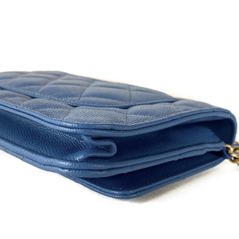 Wallets Chanel New Chanel Purse Zippered Blue Leather Quilted Blue Leather Coin Purse