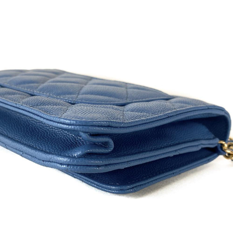 Chanel Wallet on Chain Quilted Caviar Ruthenium Blue - US