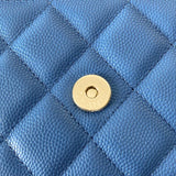 Caviar Quilted Classic Wallet On Chain WOC Blue.